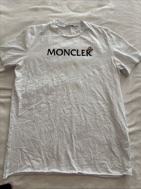 Moncler XL White Short-Sleeve Logo Tee